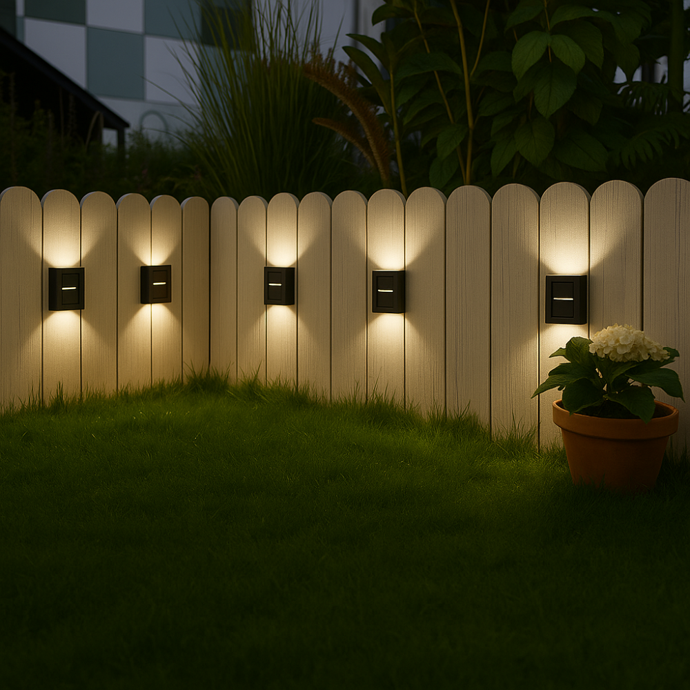 Solar LED Wall Lamp | Cordless with Automatic Dusk-to-Dawn Lighting | For Exterior Walls, Fences, and Entrances