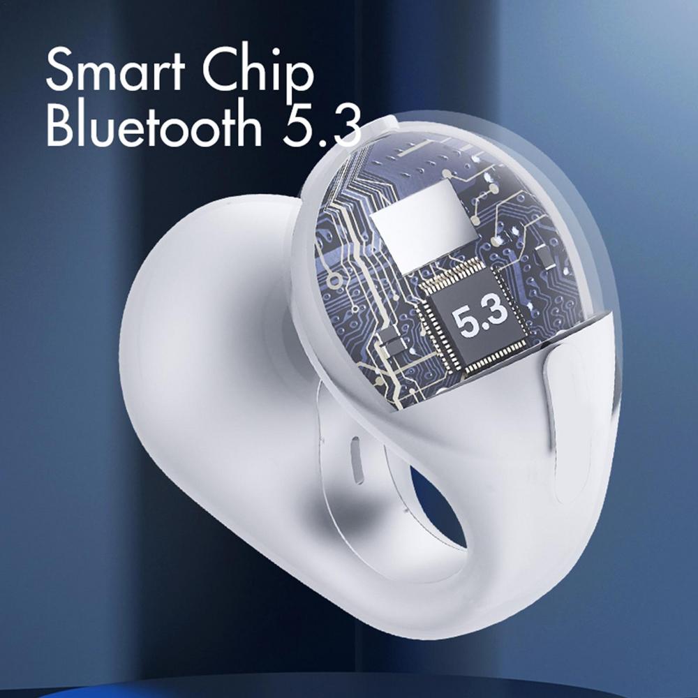 Open Ear Clip On Wireless Earbuds | Bluetooth 5.3 with Touch Control and Charging Case | Black or White