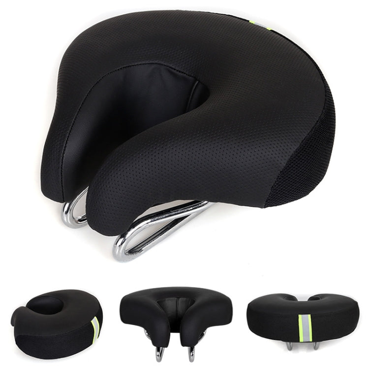 Noseless Bicycle Saddle with Thick Soft Padding | Sprung Steel Rails Absorb Vertical Shock | Black Bike Accessories