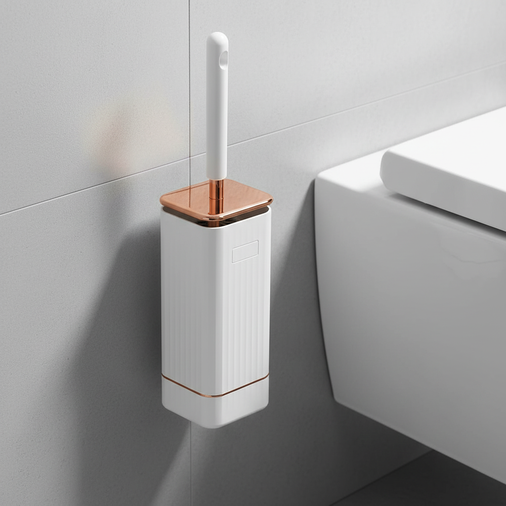 Wall-Mounted Toilet Brush with Silicone Bristles and Drip Holder | Fast-Drying Compact Design | 2 Colors