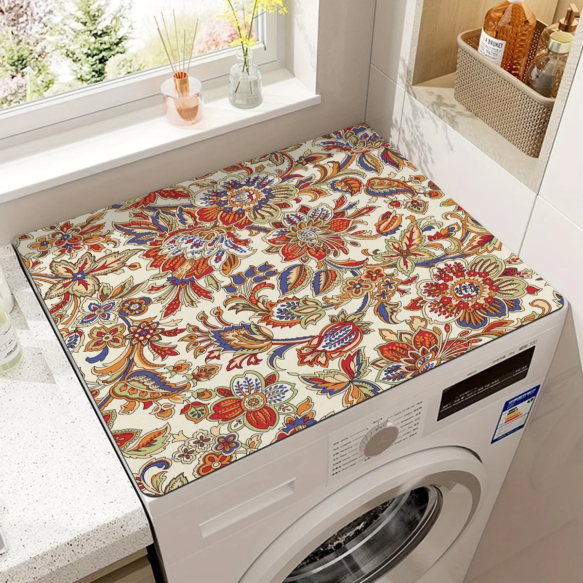 Appliance Top Mat with Mandala Design | Protective and Decorative | Fits Washing Machines and Flat-Top Appliances
