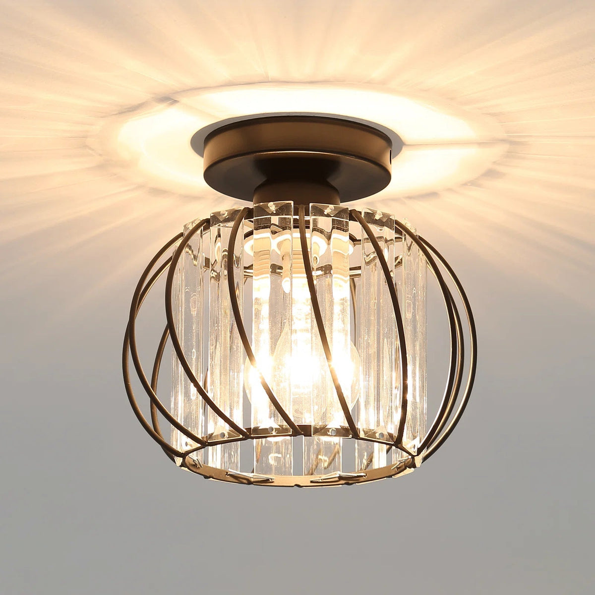 Nordic Glass Ceiling Light | Available in Black, Gold, or Silver | Minimal Design for Hallways and Living Spaces