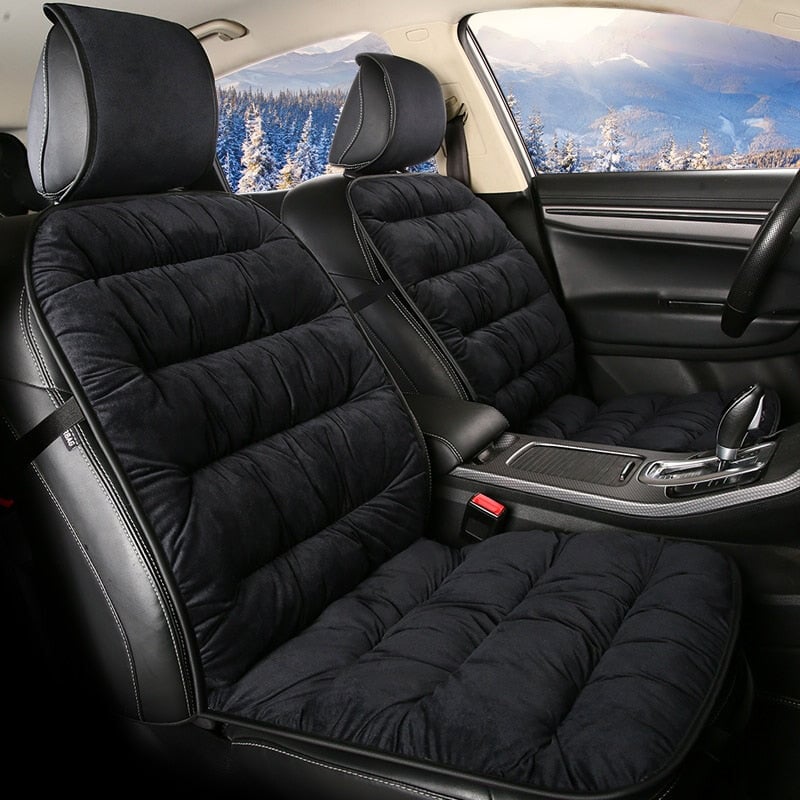 Plush Car Seat Cushion with Full Backrest | 105 x 49 cm Thick Padded Winter Pad | Available in 4 Colors