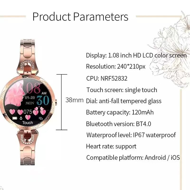 Women's Smart Watch with IP67 Water Resistance | Step, Sleep and Heart Rate Tracking with Notifications | 3 Colors