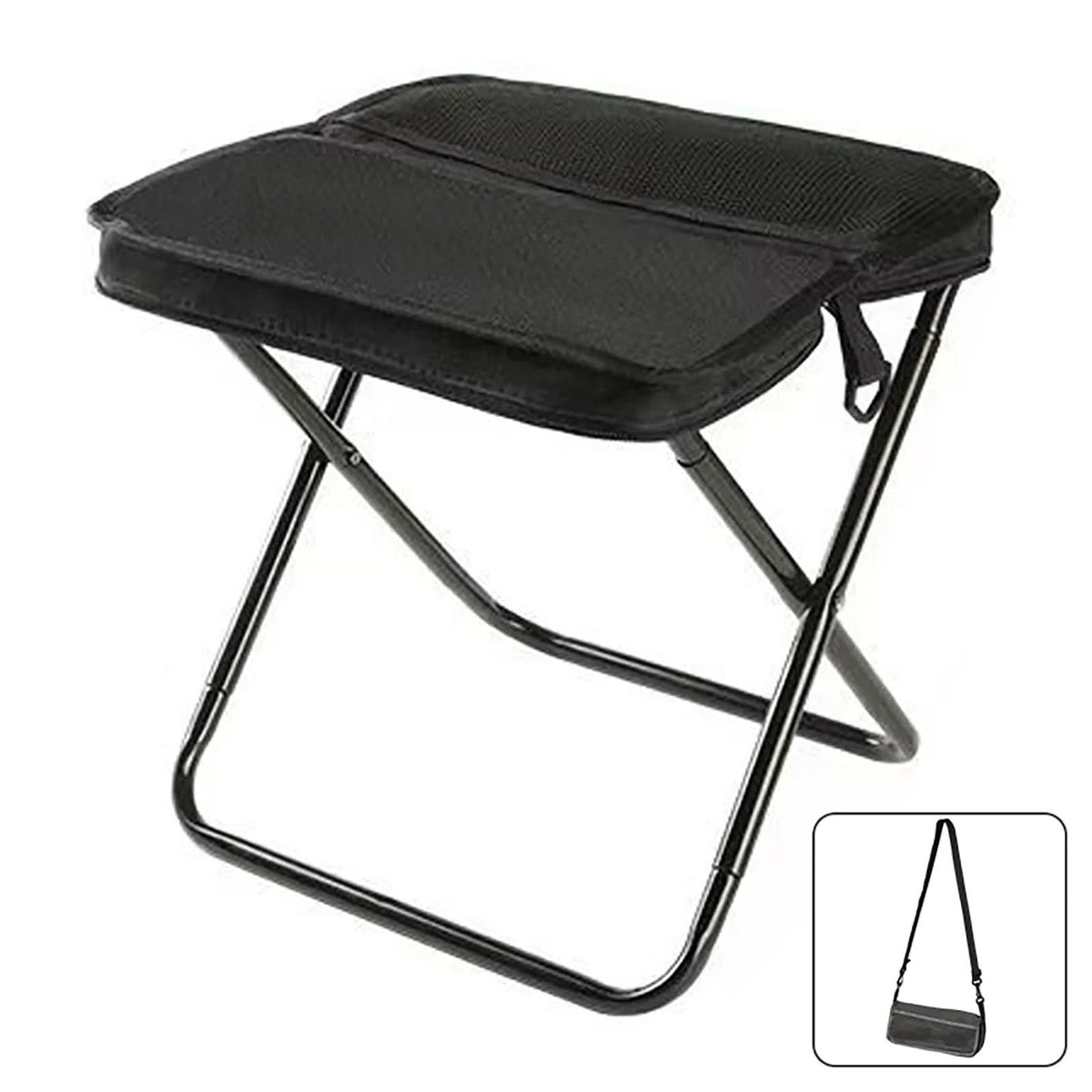 Portable Folding Camping Stool with Steel Frame | Small & Large, 3 Colors | Holds Up To 120 kg for Camping & Fishing