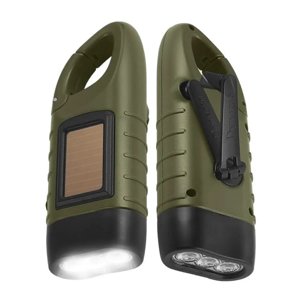 Hand Crank and Solar LED Flashlight | Charges Without Electricity | Reliable Portable Light for Camping and Emergencies