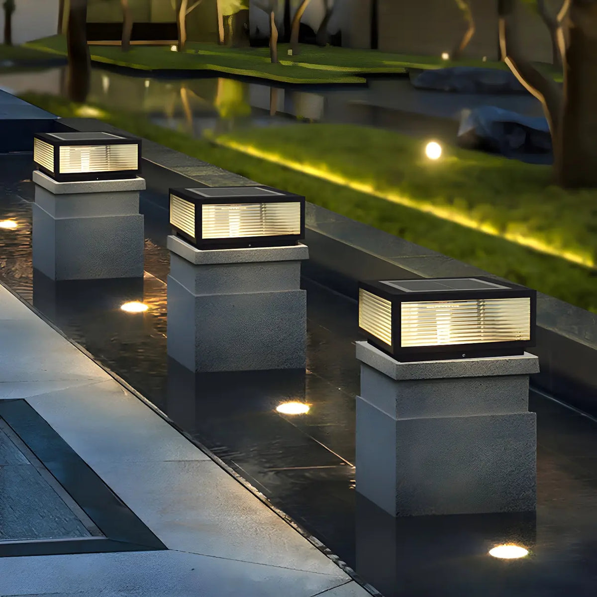 Rectangular Solar Post Light Outdoor