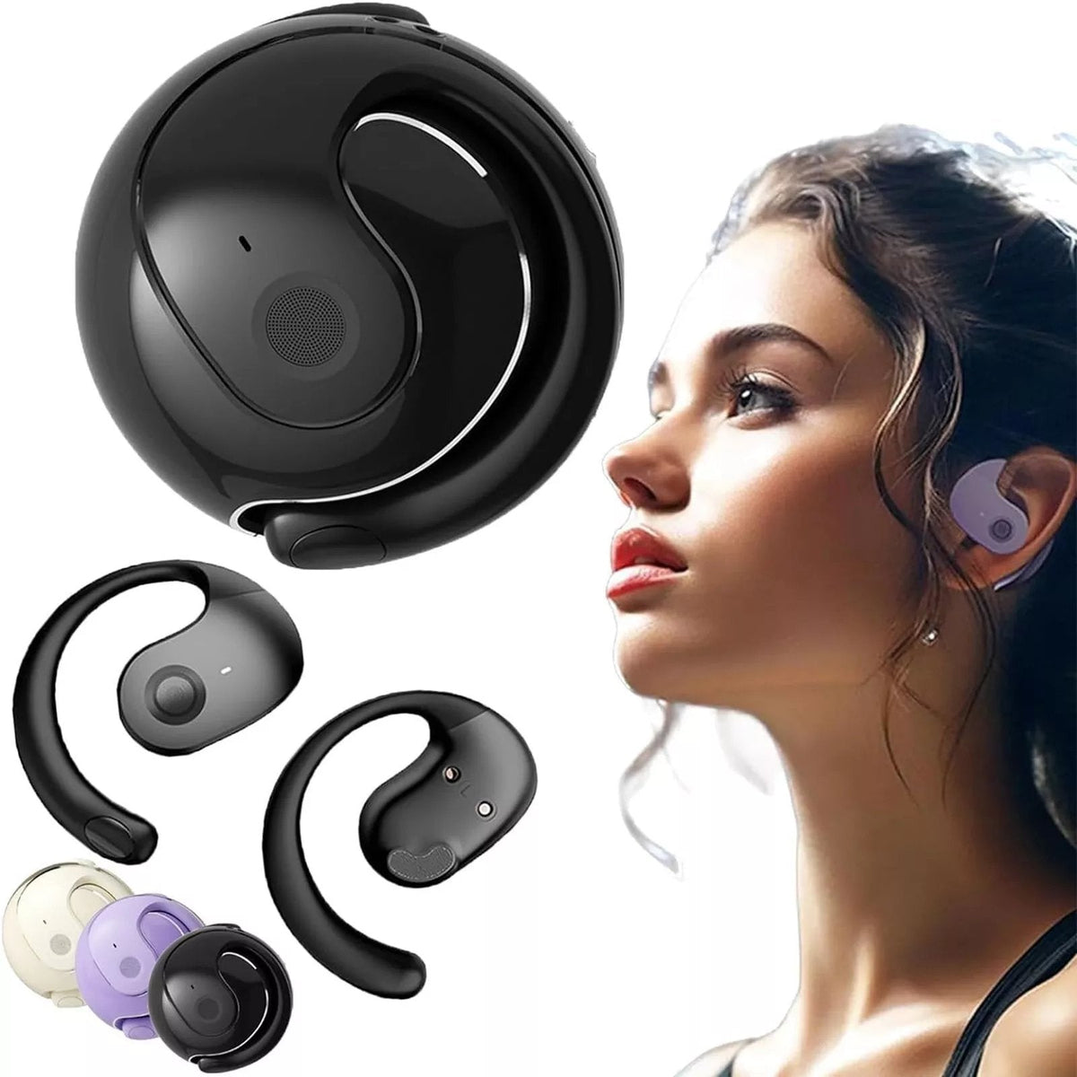 Open-Ear Wireless Earbuds with Flexible Hook | IPX7 Waterproof, Dual-Mic ENC for Clear Calls | 3 Colors