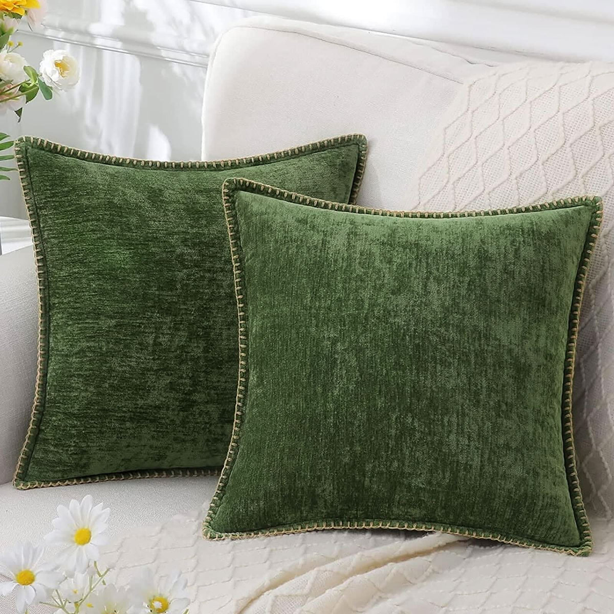 Washable Chenille Cushion Cover | Soft Textured Layer | Easy Care for Sofas, Chairs, and Beds