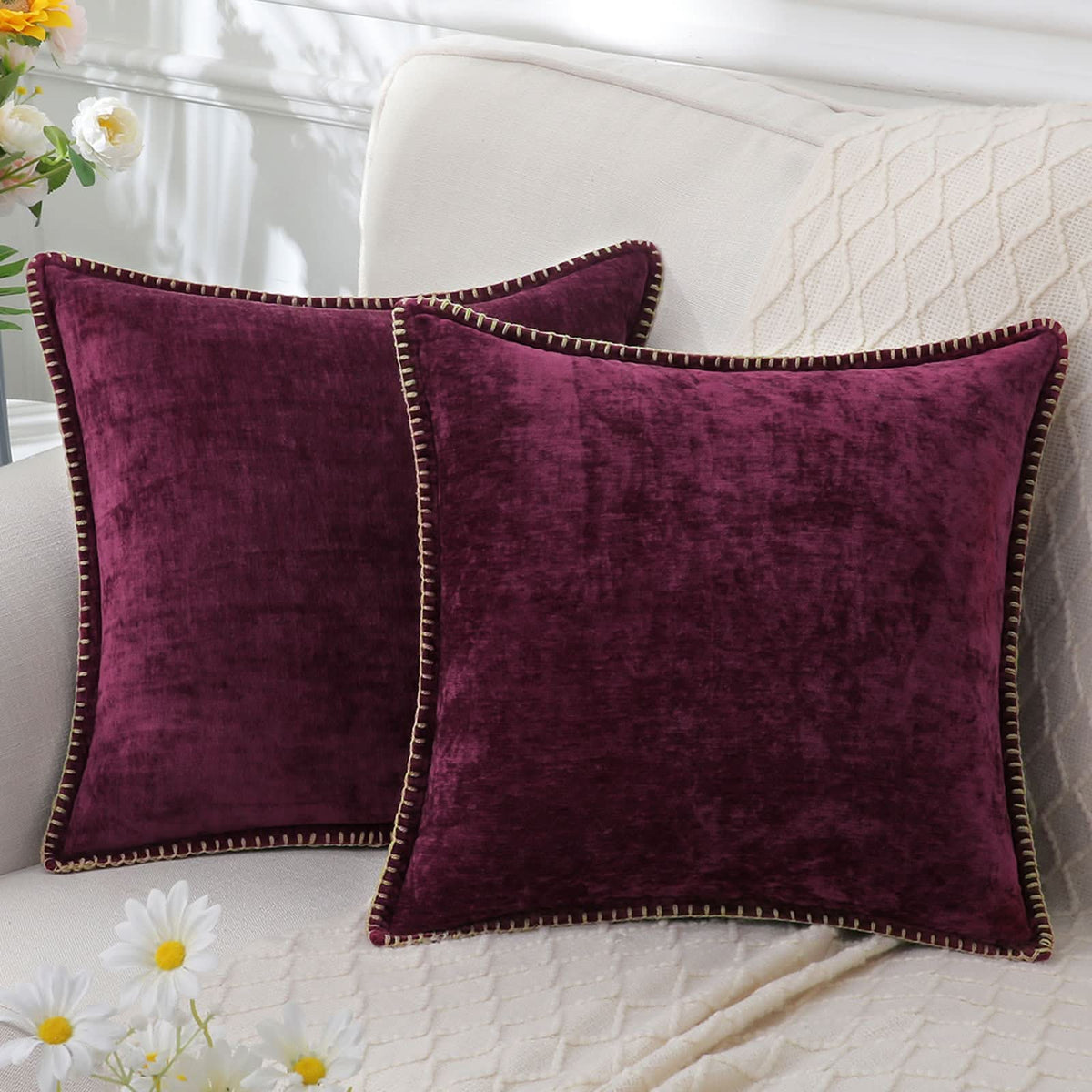 Washable Chenille Cushion Cover | Soft Textured Layer | Easy Care for Sofas, Chairs, and Beds