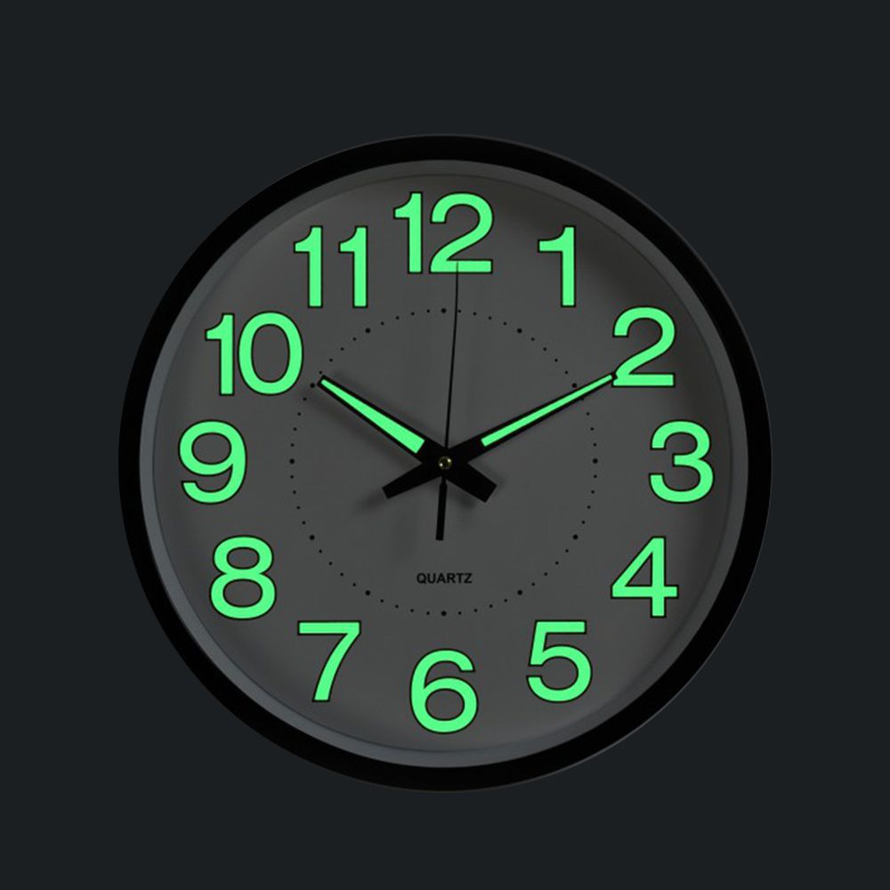 Quartz Wall Clock with Glow in the Dark Numerals | Silent Hands for Bedroom, Office and Hallway | 4 Colors