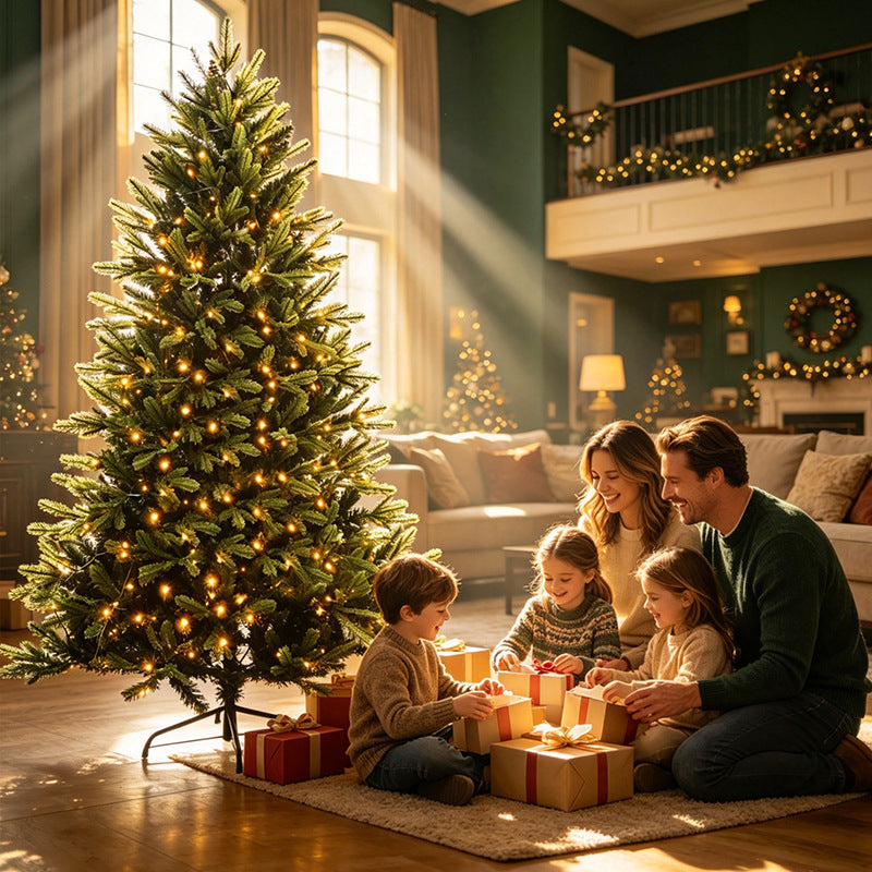 Pre-Lit Fake Christmas Tree with Lights for Easy Assembly