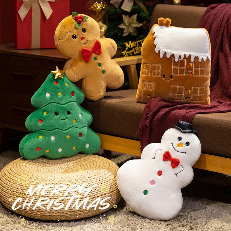 Christmas Plush Toys Gingerbread Man Snowman and Tree Shapes