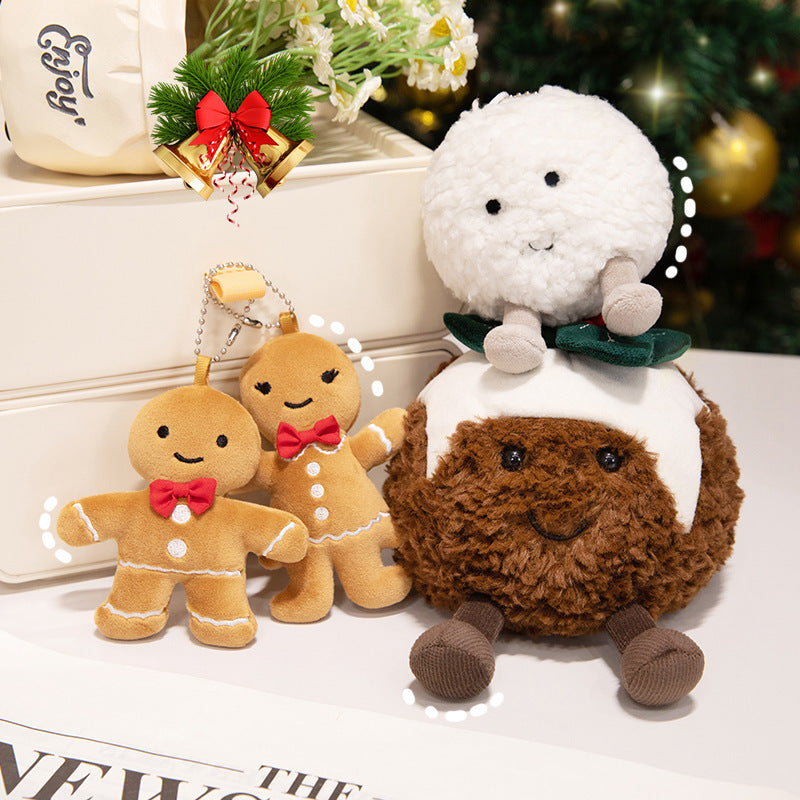 Plush Christmas Figurines Set with Gingerbread and Pudding