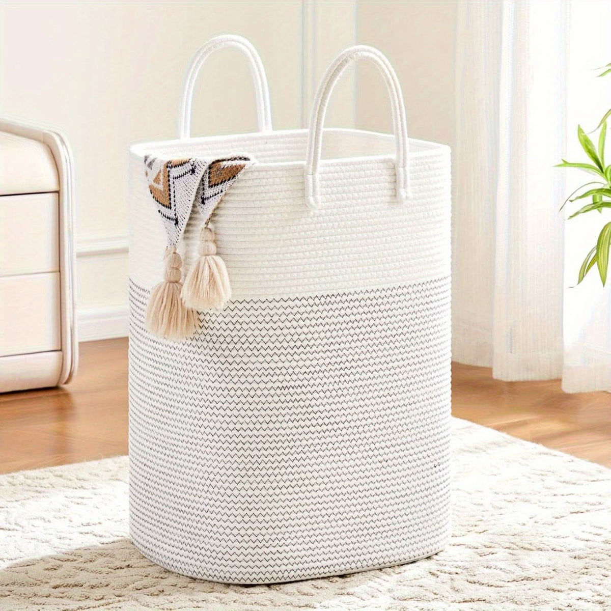 Large Woven Cotton Laundry Hamper