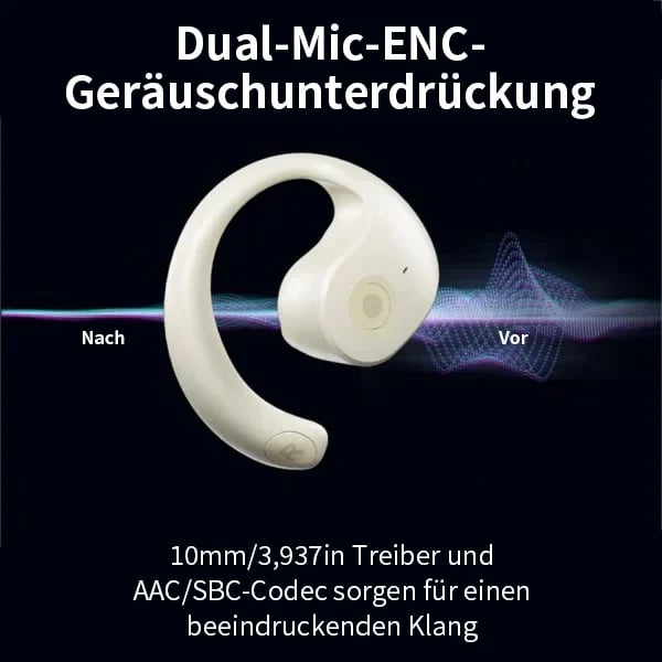 Open-Ear Wireless Earbuds with Flexible Hook | IPX7 Waterproof, Dual-Mic ENC for Clear Calls | 3 Colors