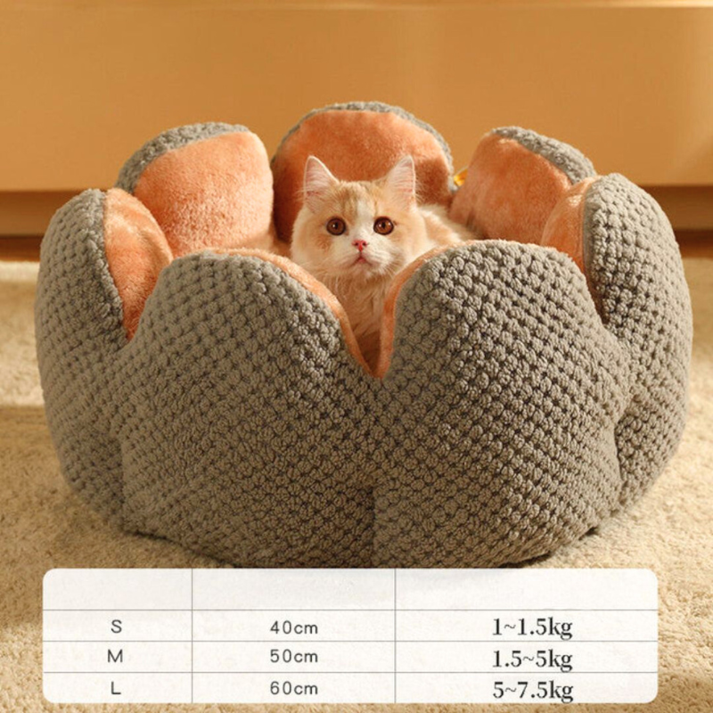 Flower Shaped Cat Bed with Padded Petal Walls | Soft Plush Lining for Kittens and Small Dogs | 3 Sizes | 4 Colors