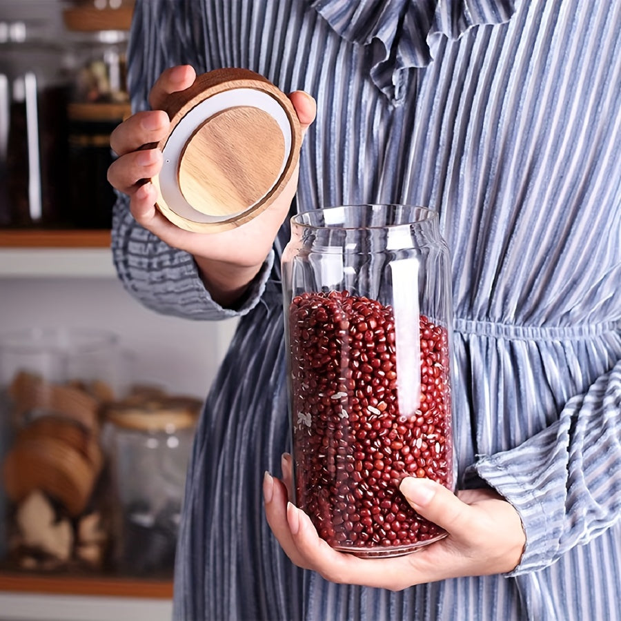 Glass Storage Containers for Food with Airtight Wooden Lids | Microwave Safe and BPA Free | 4 Sizes up to 51 fl oz