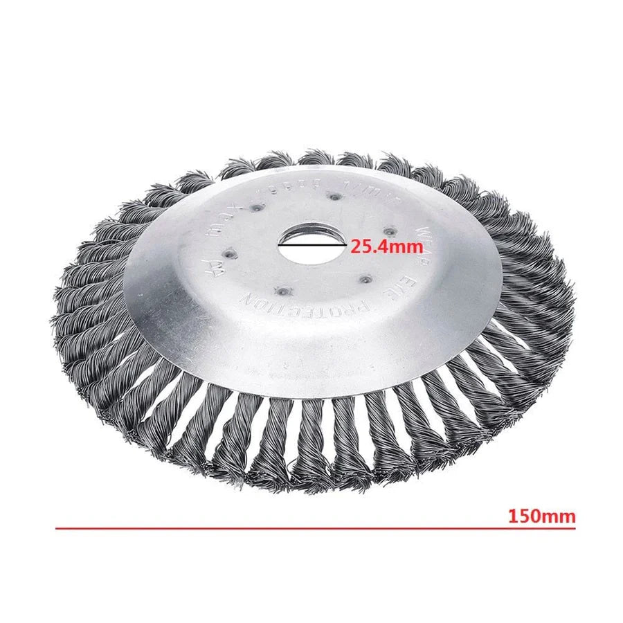 Steel Wire Weed Brush Disc 150 mm | Replacement Cutting Head for String Trimmer and Brushcutter | Garden Edging Tool