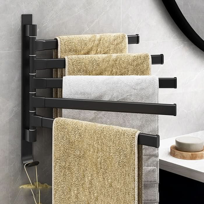 5 Arm Black Metal Towel Rack