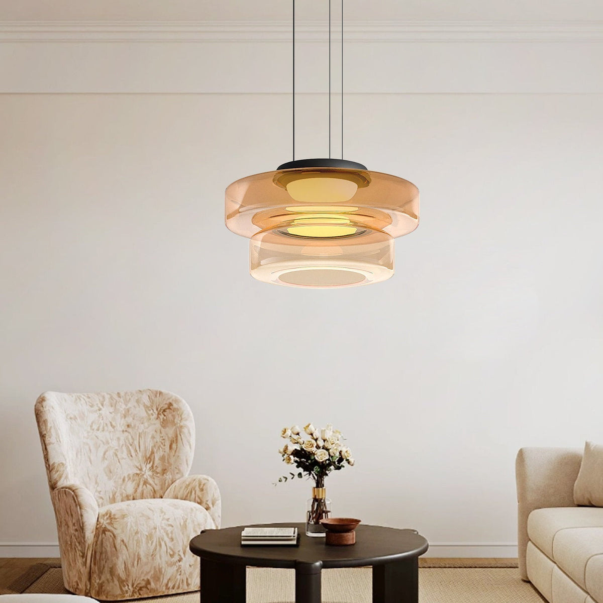 Bauhaus Glass Pendant Light | Smooth Geometric Shade | Ceiling-Suspended Lighting for Kitchens and Living Areas