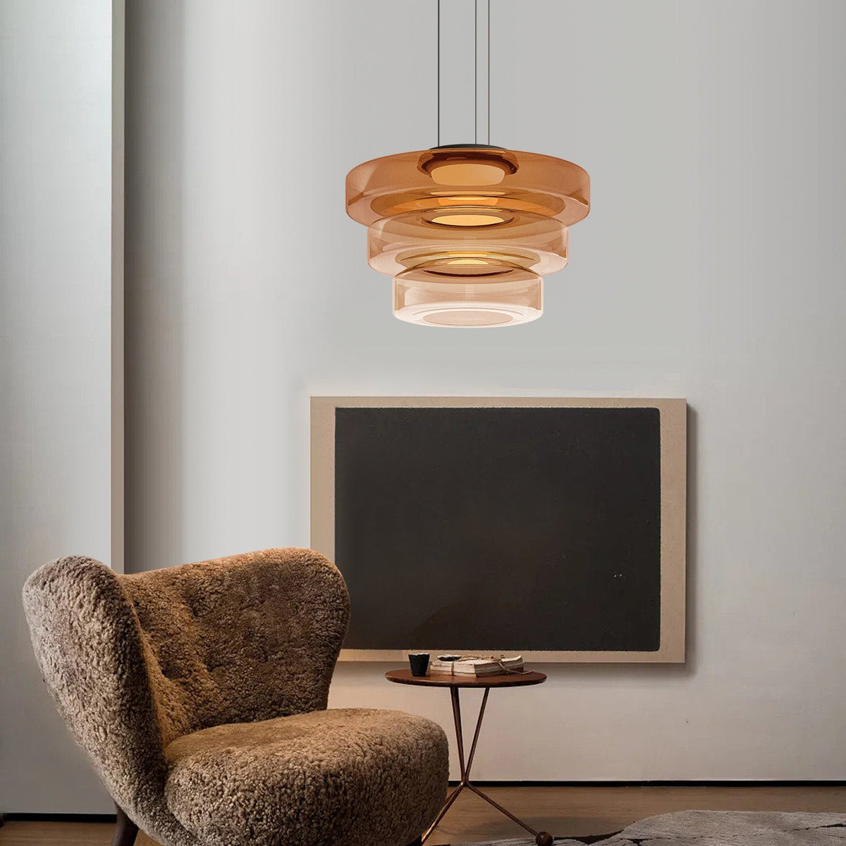 Bauhaus Glass Pendant Light | Smooth Geometric Shade | Ceiling-Suspended Lighting for Kitchens and Living Areas