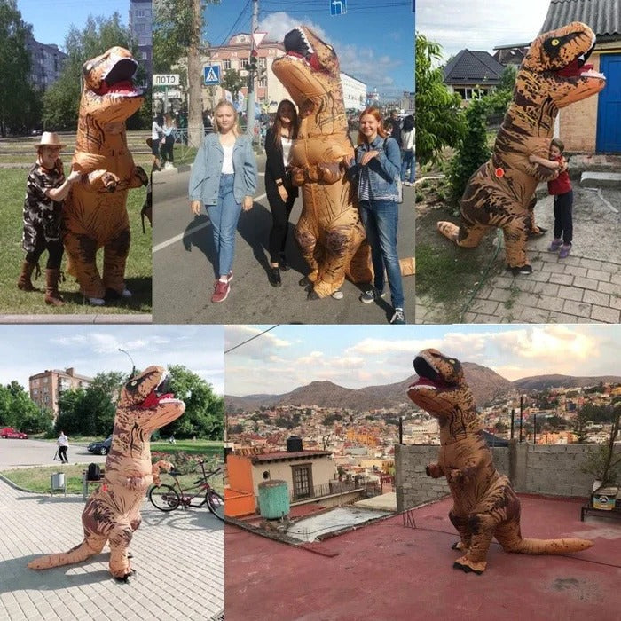 Side view of the inflatable T-Rex Halloween costume