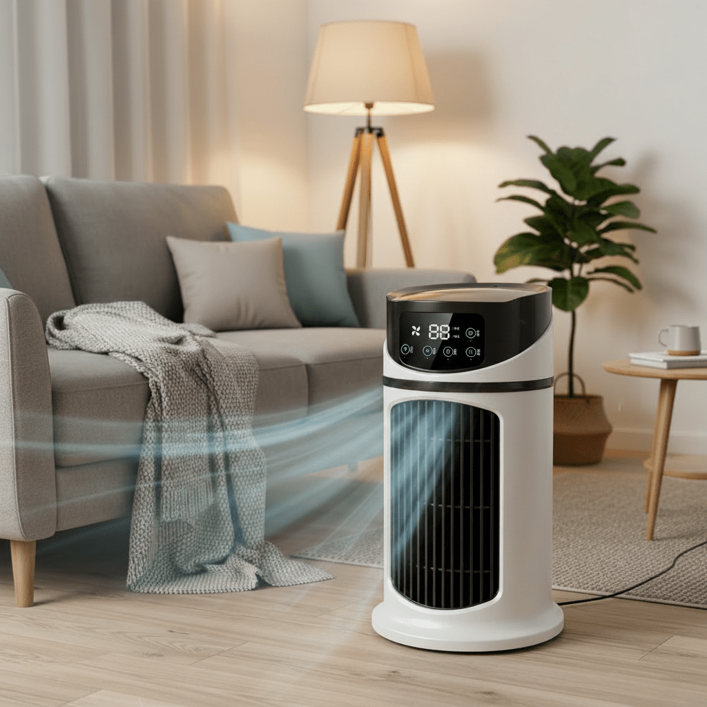 Portable Evaporative Air Cooler with Fan &amp; Humidifier | USB Powered, 300ml Tank | Compact Desk Cooling
