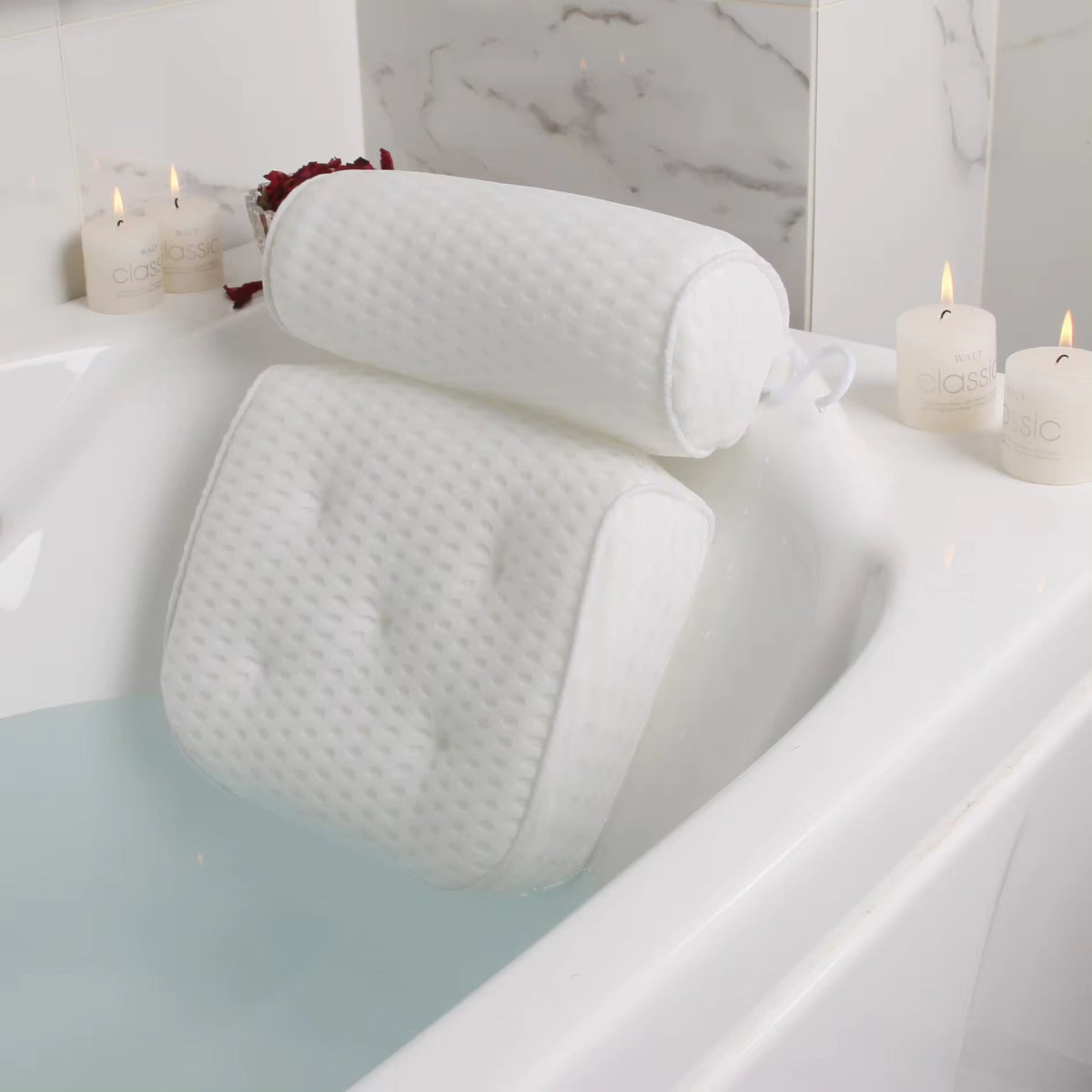 Cushioned Bath Pillow for Bathtub Support | Head and Neck Comfort | Stays Secure in Wet Conditions