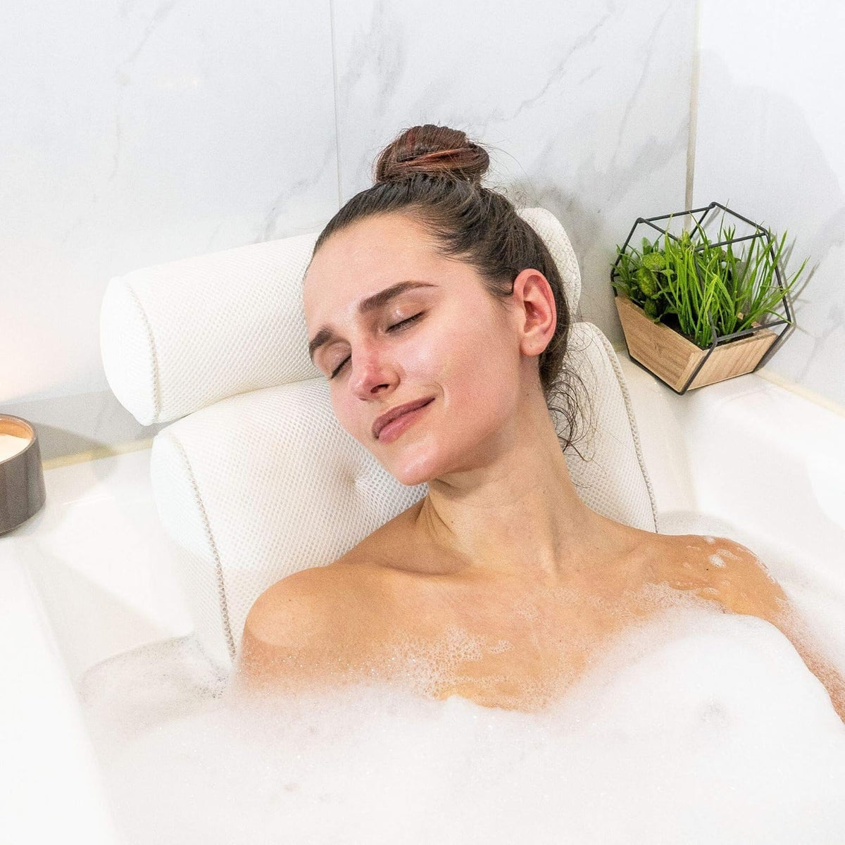 Cushioned Bath Pillow for Bathtub Support | Head and Neck Comfort | Stays Secure in Wet Conditions