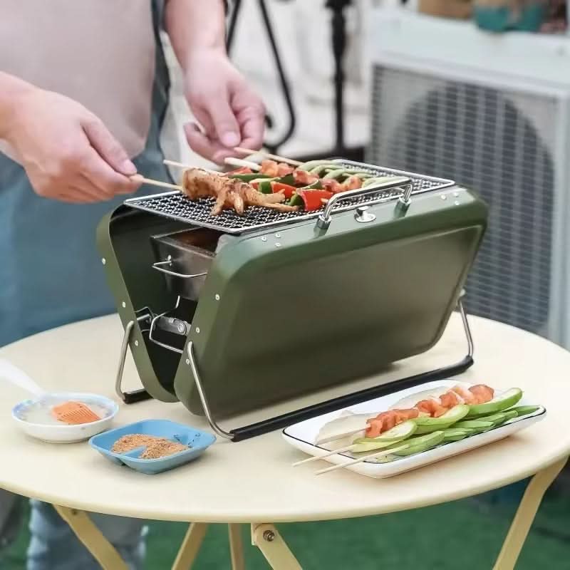 Foldable Charcoal BBQ Grill with Quick Setup | Packs Down for Easy Storage | Portable Grilling for Camping and Picnics