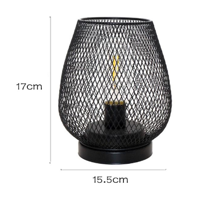 Metal Cage Table Lanterns, Set of 2 | Warm Night Light Glow for the Living Room or Terrace | Matte Black