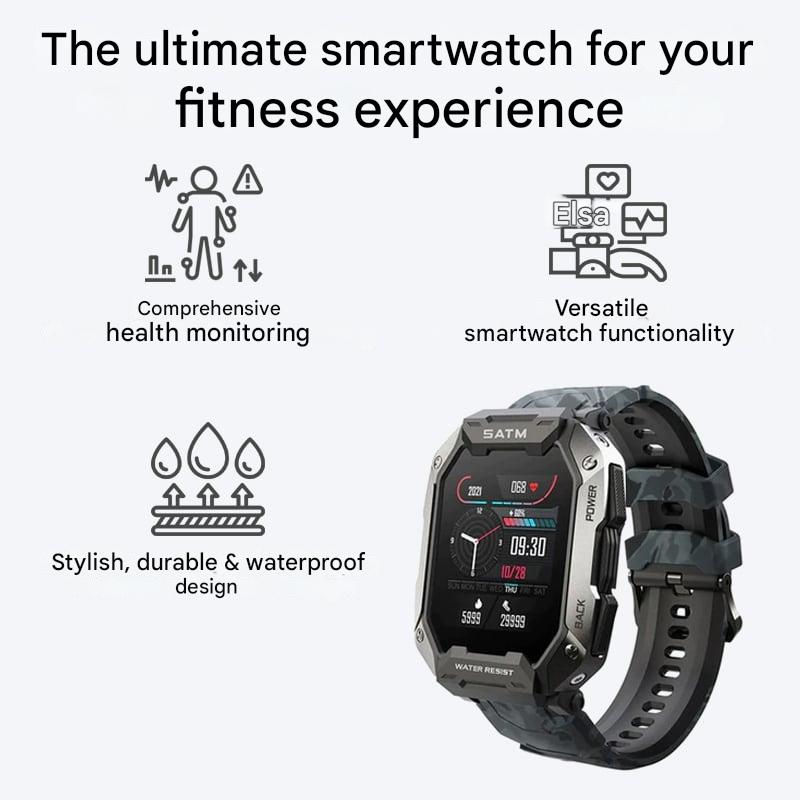 Heavy-Duty Smart Watch with an AMOLED Screen | 15 Days of Use and 50 on Standby | Glove-Friendly Buttons, 4 Colors