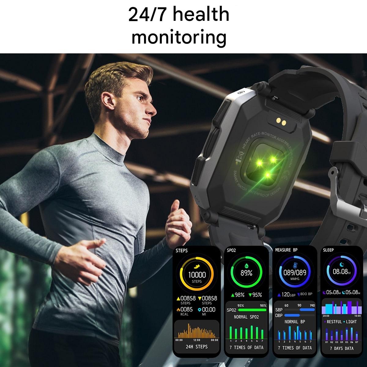 Heavy-Duty Smart Watch with an AMOLED Screen | 15 Days of Use and 50 on Standby | Glove-Friendly Buttons, 4 Colors