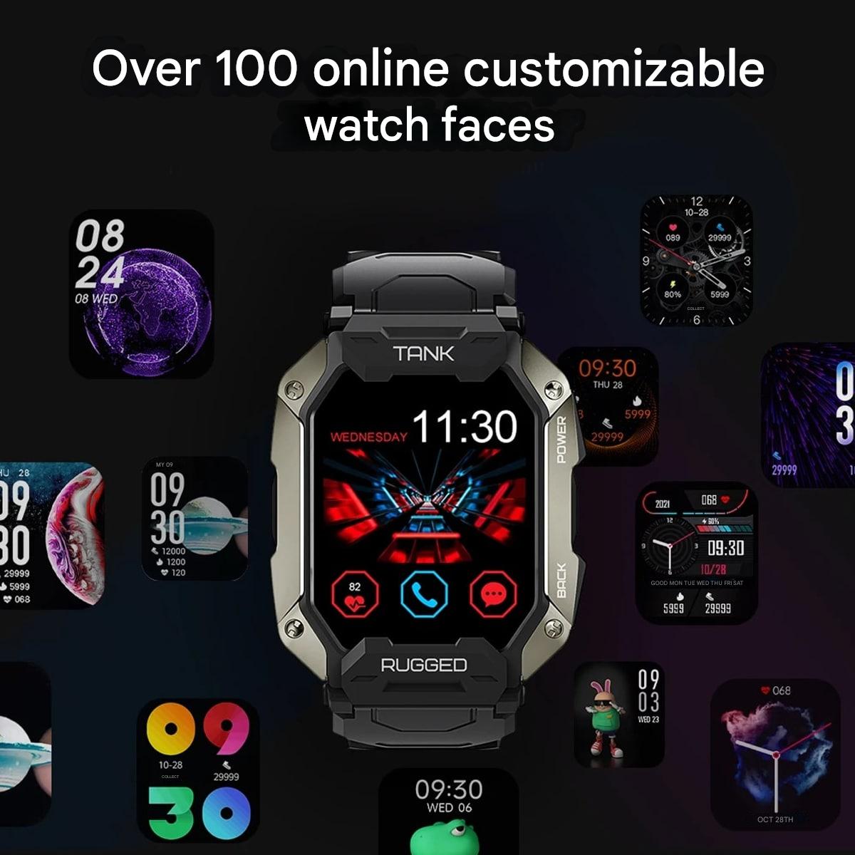 Heavy-Duty Smart Watch with an AMOLED Screen | 15 Days of Use and 50 on Standby | Glove-Friendly Buttons, 4 Colors