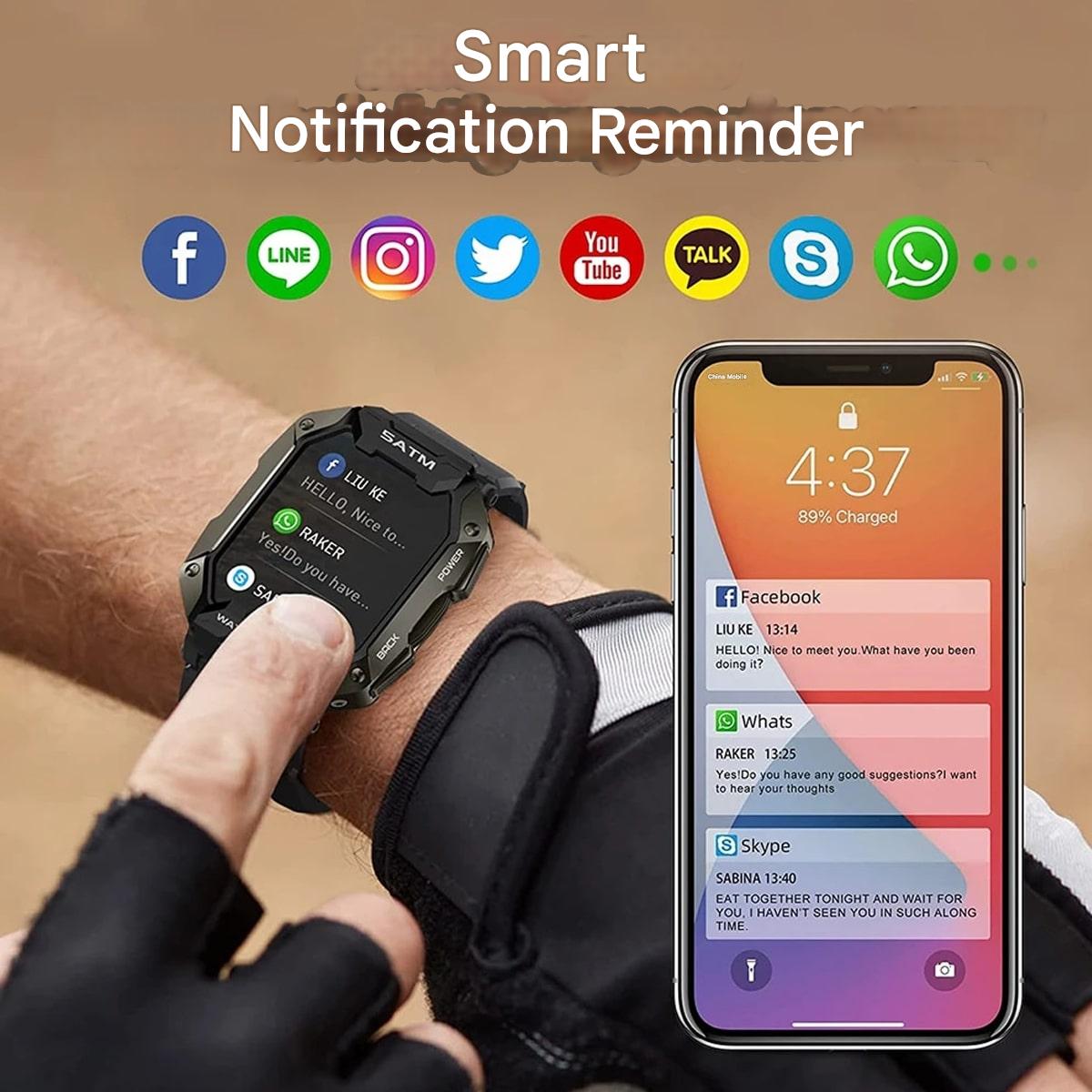 Heavy-Duty Smart Watch with an AMOLED Screen | 15 Days of Use and 50 on Standby | Glove-Friendly Buttons, 4 Colors