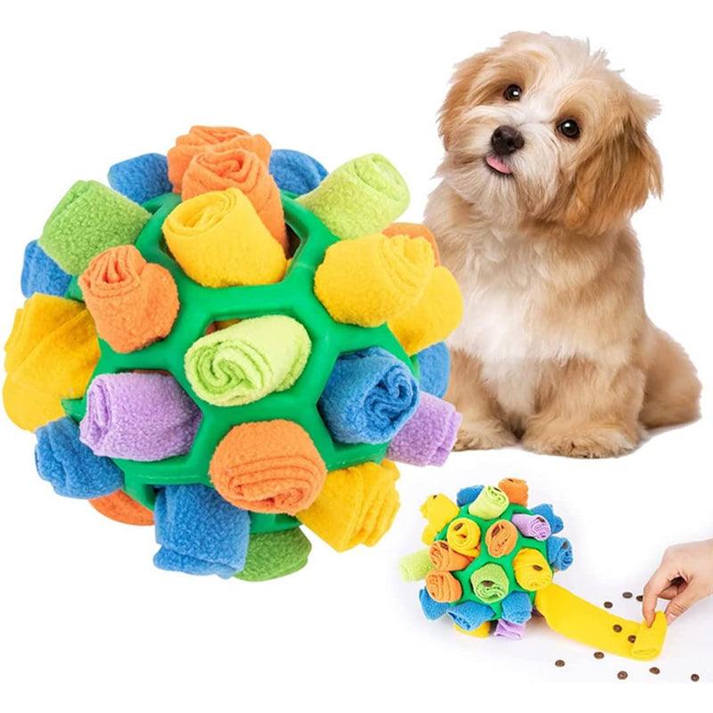 Dog Enrichment Toys for Sniff Training | Fleece Snuffle Ball that Hides Treats | 8 x 8 in | 2 Colors