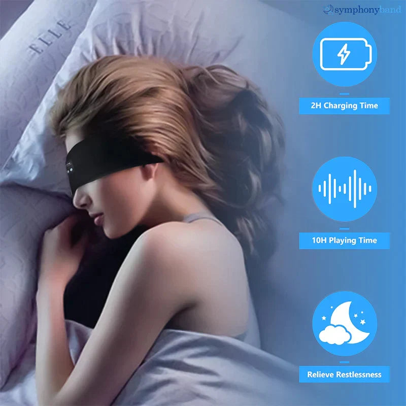 Sleep Headband with Flat Padded Speakers | Bluetooth Head Phones for Side Sleepers | Built In Mic and Breathable Knit Fabric