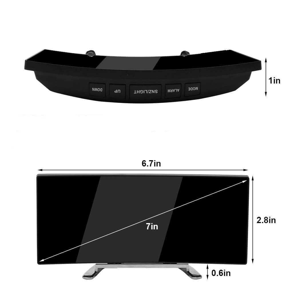 Curved LED Digital Alarm Clock with Auto-Dimming Light Sensor | 5 to 60 Minute Snooze | 3 Colors