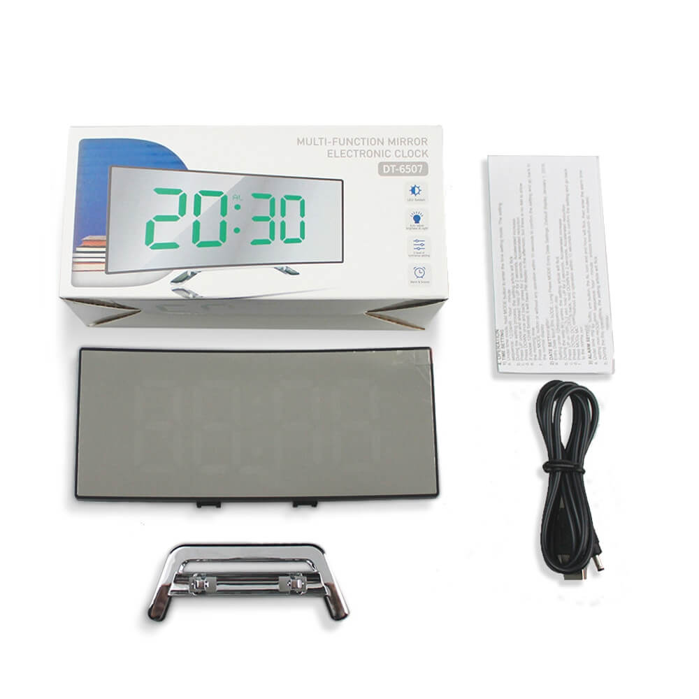 Curved LED Digital Alarm Clock with Auto-Dimming Light Sensor | 5 to 60 Minute Snooze | 3 Colors