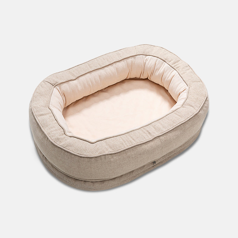 Oval Bolster Dog Bed with Waterproof Inner Layer | Removable Machine Washable Cover | 3 Sizes | 4 Colors
