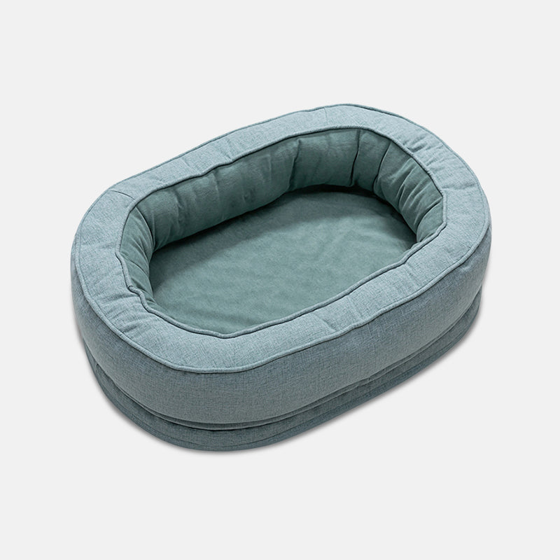 Oval Bolster Dog Bed with Waterproof Inner Layer | Removable Machine Washable Cover | 3 Sizes | 4 Colors