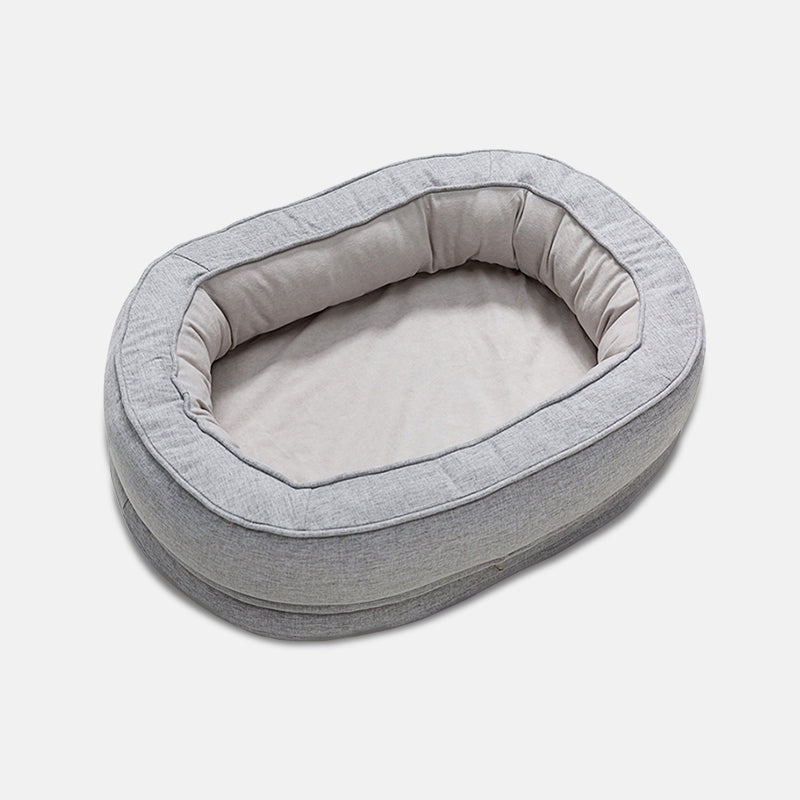 Oval Bolster Dog Bed with Waterproof Inner Layer | Removable Machine Washable Cover | 3 Sizes | 4 Colors