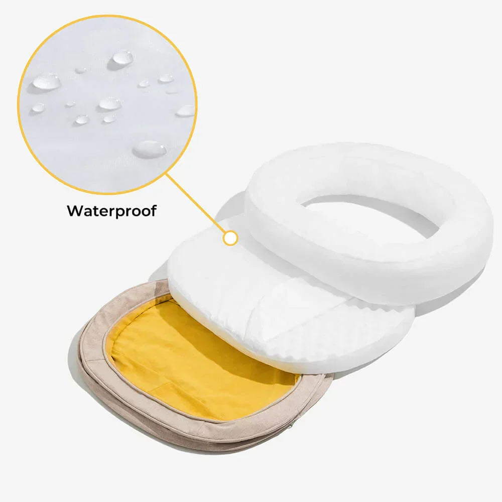 Oval Bolster Dog Bed with Waterproof Inner Layer | Removable Machine Washable Cover | 3 Sizes | 4 Colors