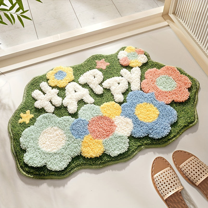 Floral Bath Mat with Non-Slip TPR Backing | Soft Absorbent Polyester Pile | 18 x 28 in | 4 Designs