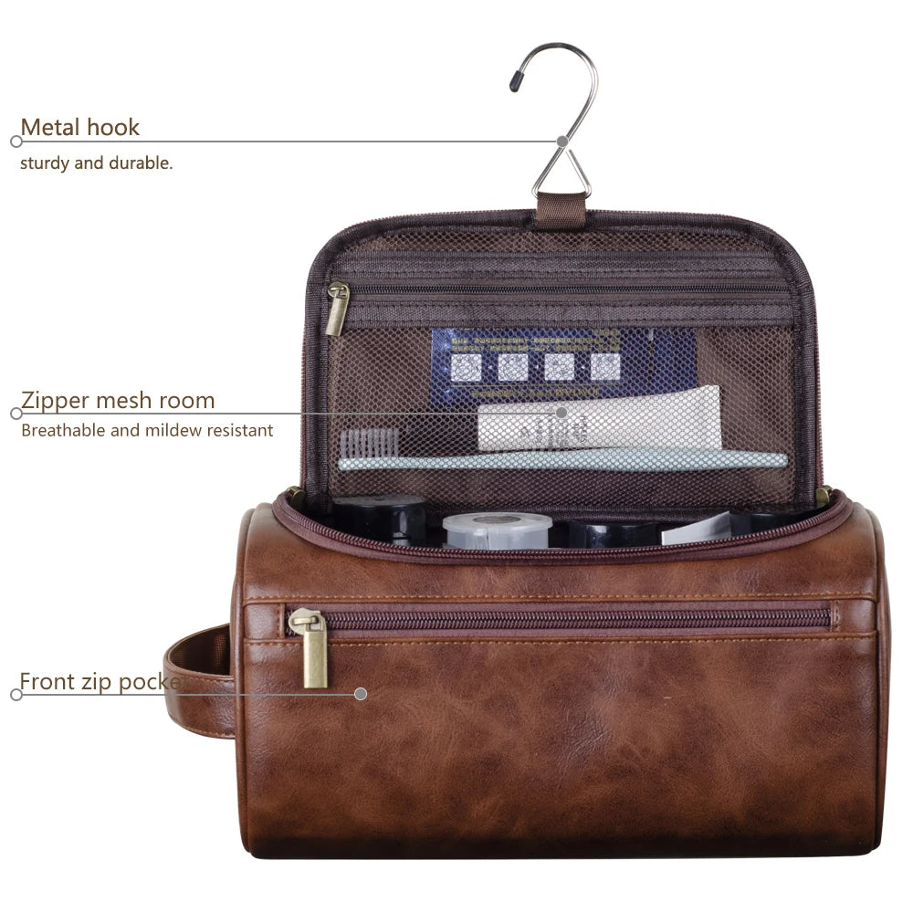 Travel Bags for Makeup and Toiletries with a Metal Hook | Inner Compartments and a Front Zip Pocket | Water Repellent, Three Colors