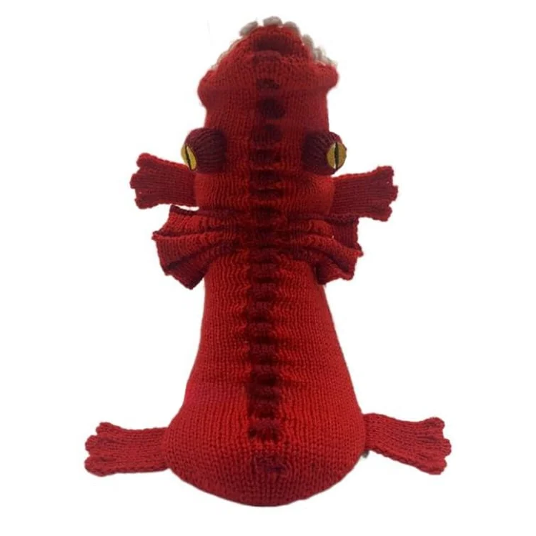 Red dinosaur style 3D knit novelty socks