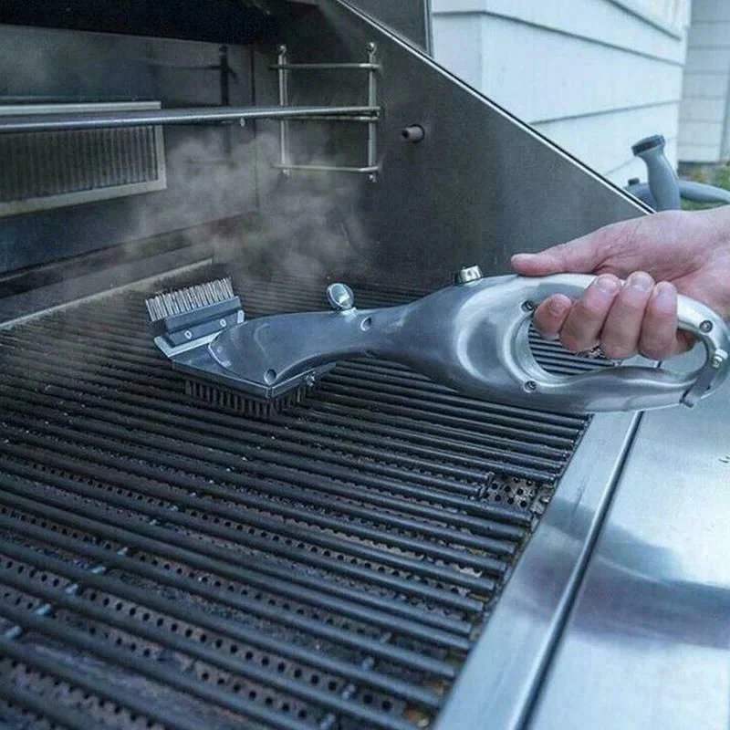 BBQ Grill Cleaning Brush with Built-In Scraper | Durable Handheld Design | Removes Grease and Residue from Grates