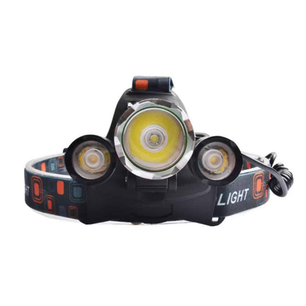 Rechargeable LED Flashlight Headlamp with 3 Light Sources | 5000 Lumens, 4 Modes, 18650 Batteries and USB Cable Included