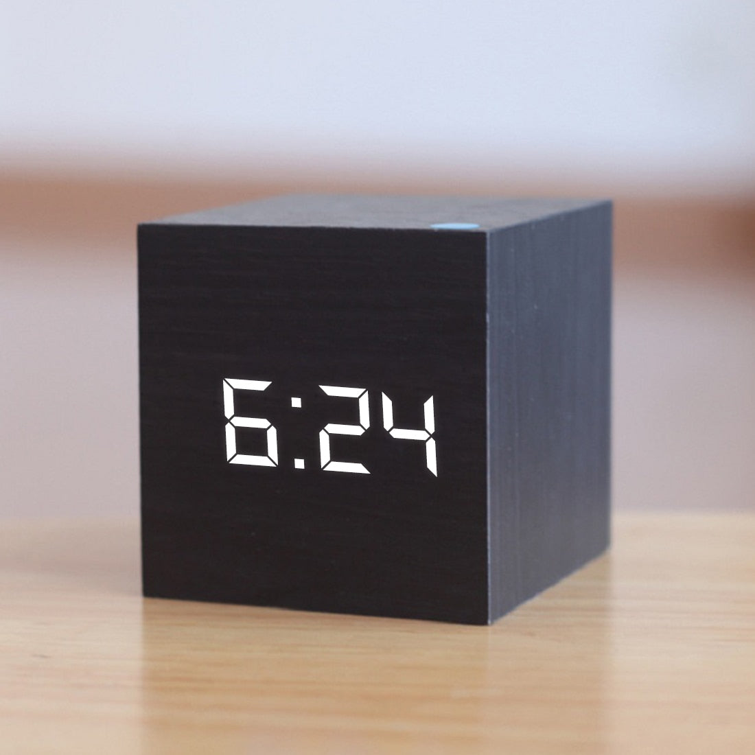 Cube Alarm Clock with an LED Display | Shows Time, Date and Temperature, Auto Night Mode | 8 Finishes, 2.4 in Square